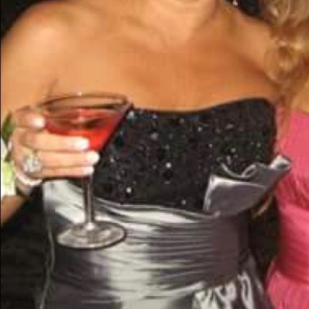 Black and silver beaded gown